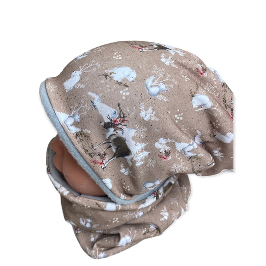 kindermütze rentier beige 