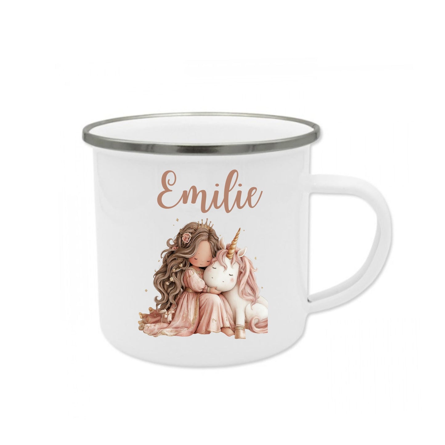 Emaille Becher Einhorn / Mädchen mit Namen