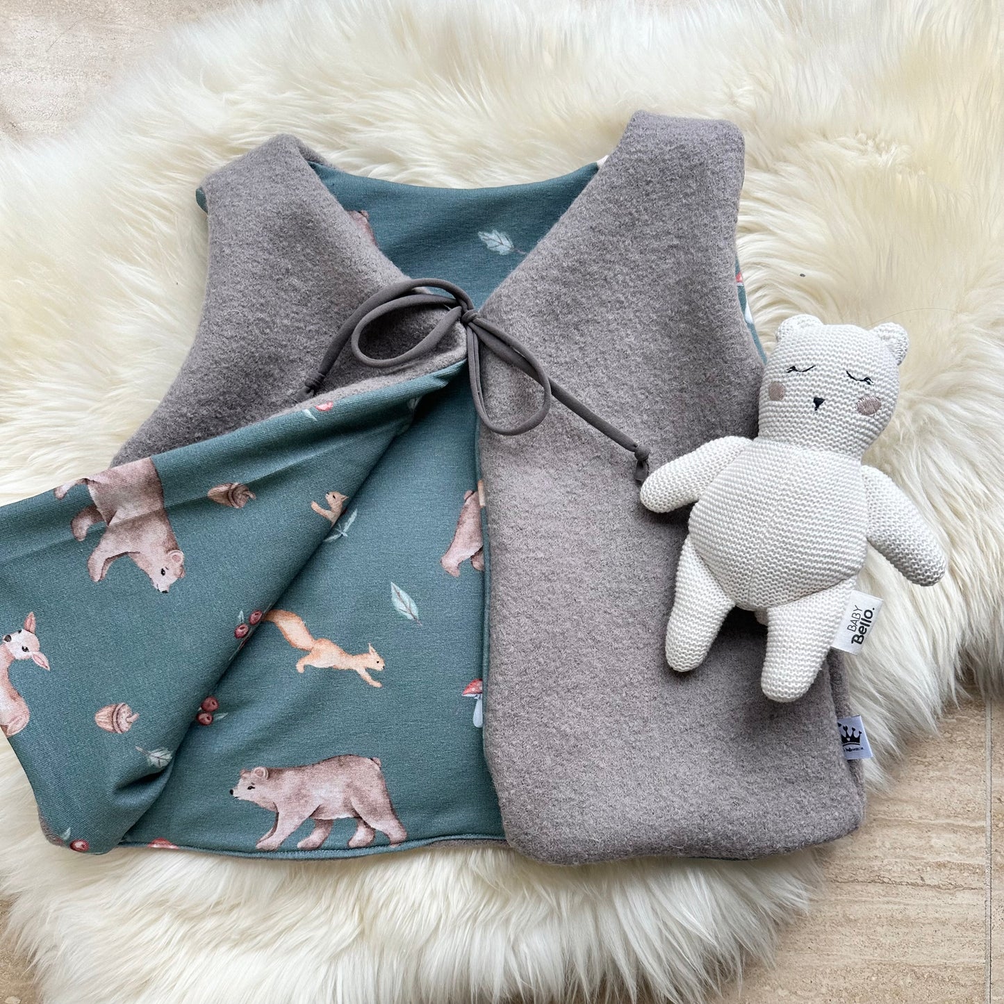 Walkweste Waldtiere petrol