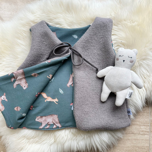 Walkweste Waldtiere petrol