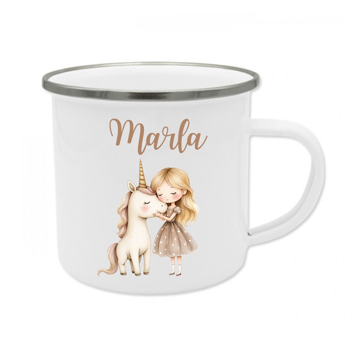 Emaille Becher Einhorn / Mädchen mit Namen