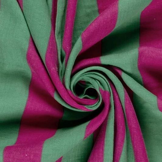 Musselin Streifen pink / grün