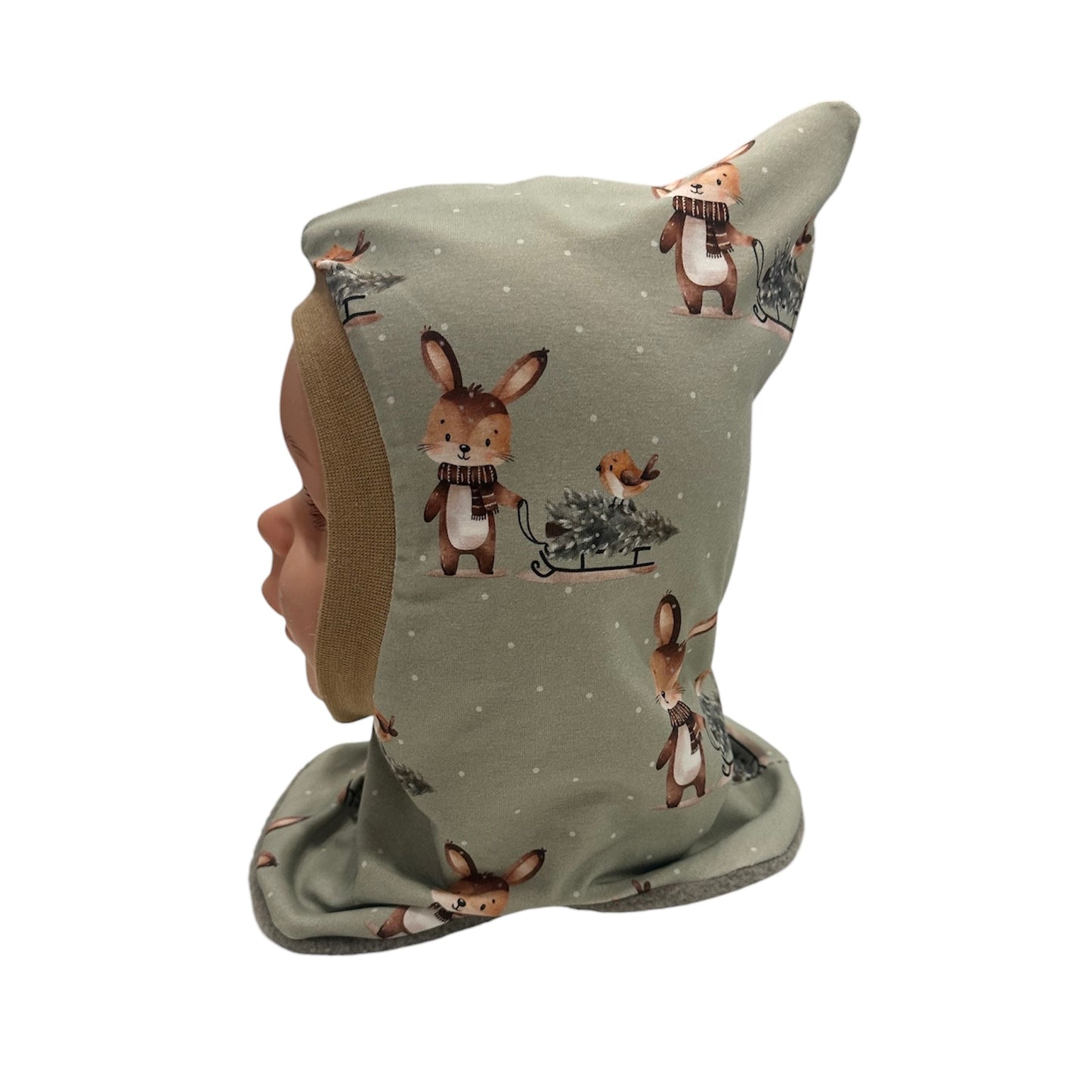 Schlupfmütze Schlitten Hase