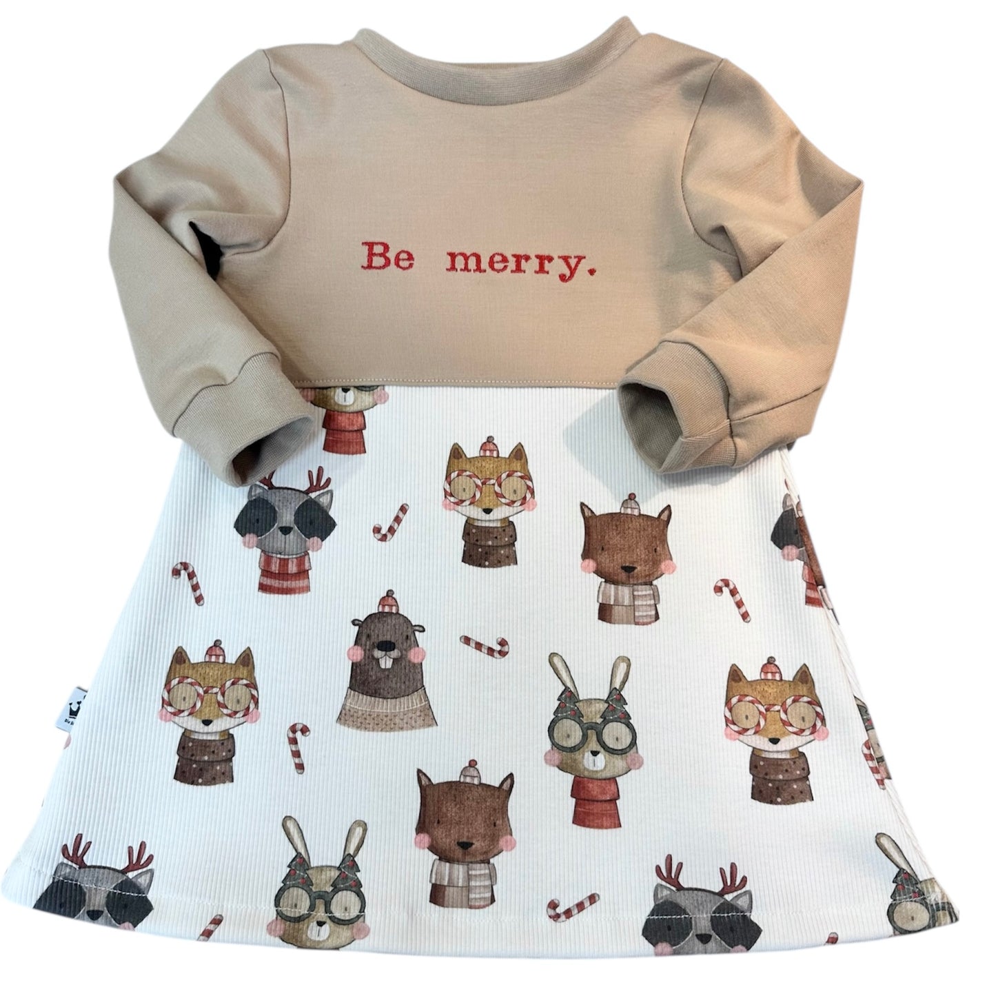 Xmas Kollektion Kleid langarm Be merry und Halstuch