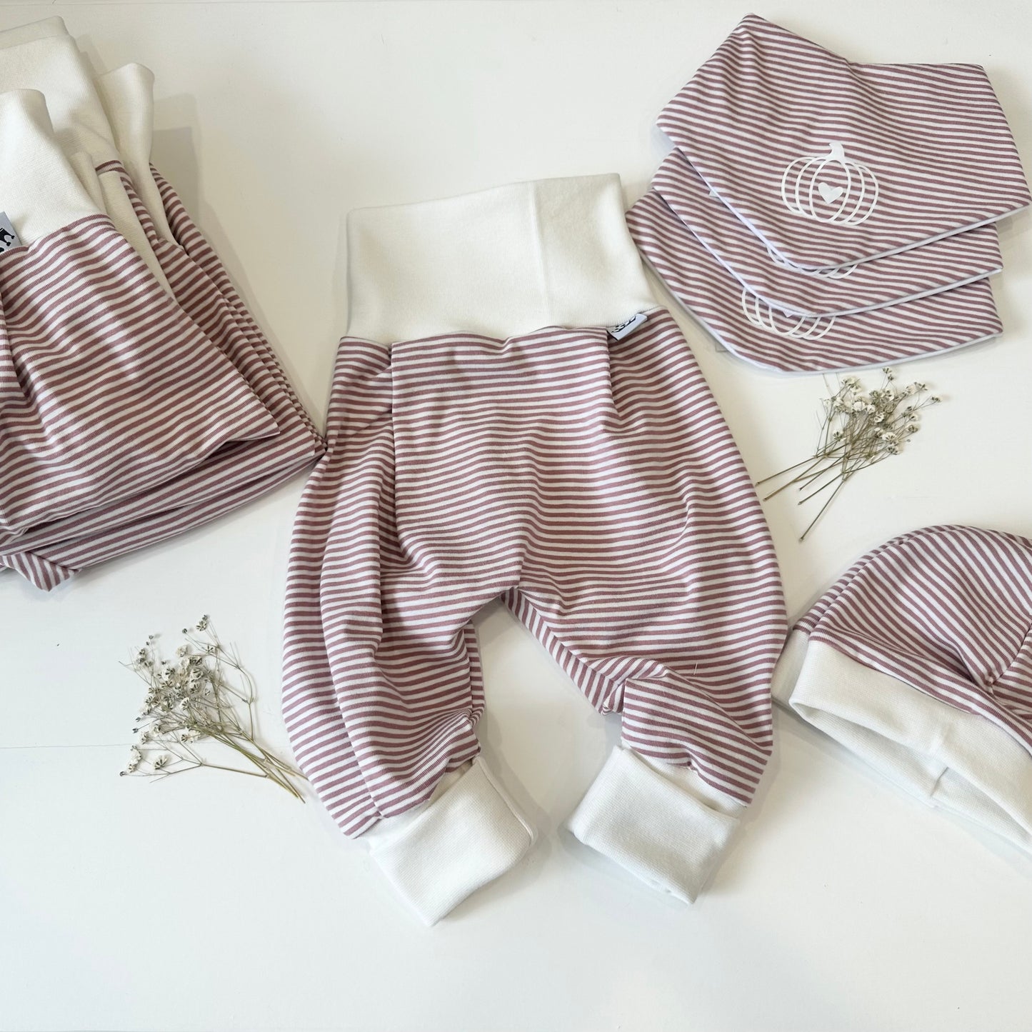 Baby Set Altrosa Streifen Kürbis