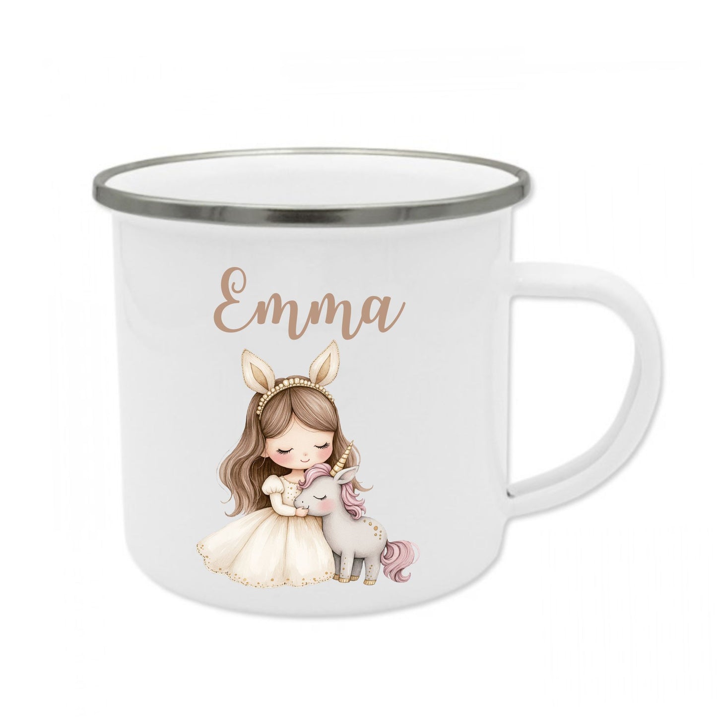 Emaille Becher Einhorn / Mädchen mit Namen