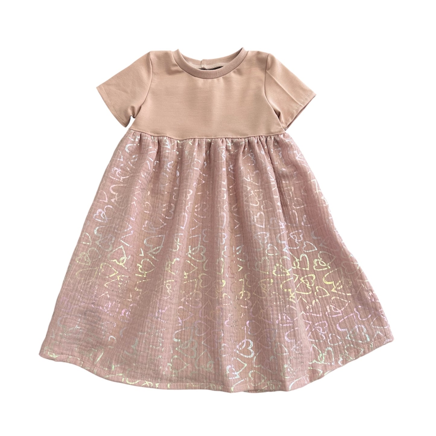 Kleid kurzarm Musselin Herzen Glitzer