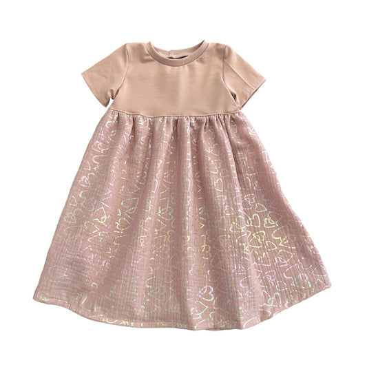 Kleid kurzarm Musselin Herzen Glitzer
