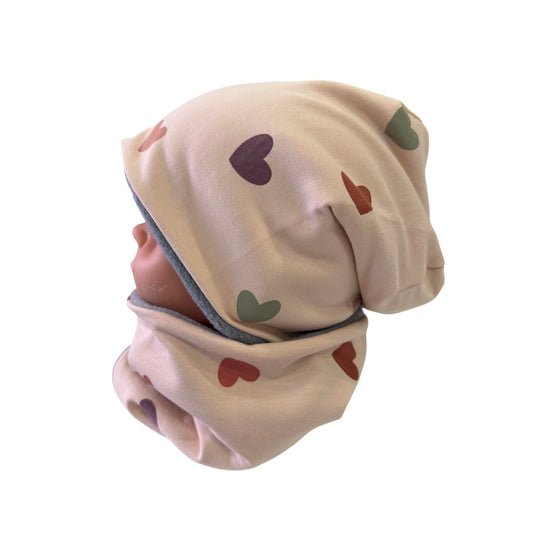 Beanie und Loop Herzen rosa