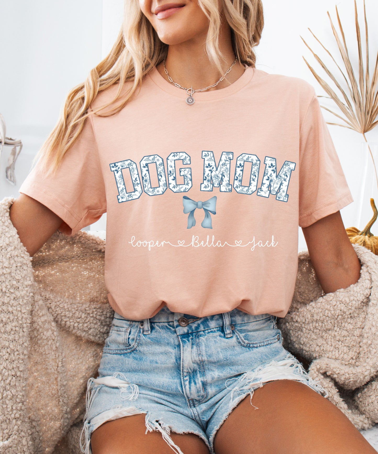 personalisierbares T-Shirt Dog Mom Schleife