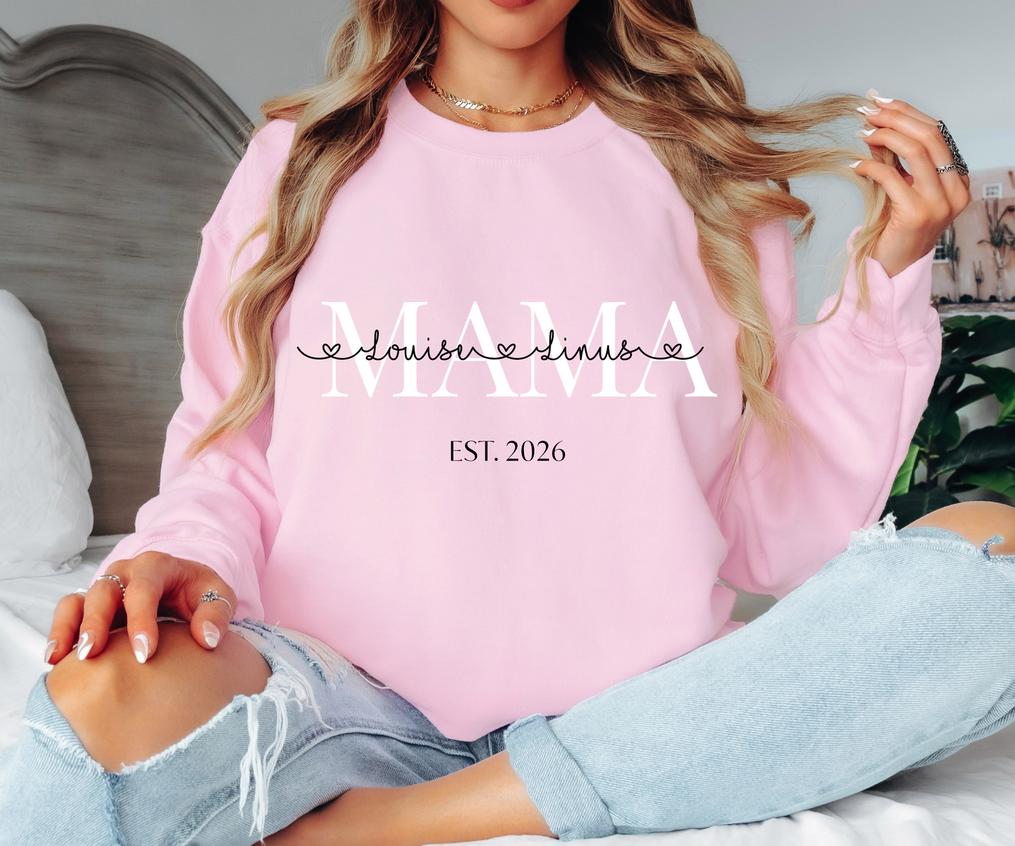 personalierbarer Mama  Sweater mit  Namen und Jahr