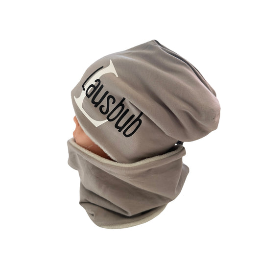Beanie und Loop grau personalisierbar