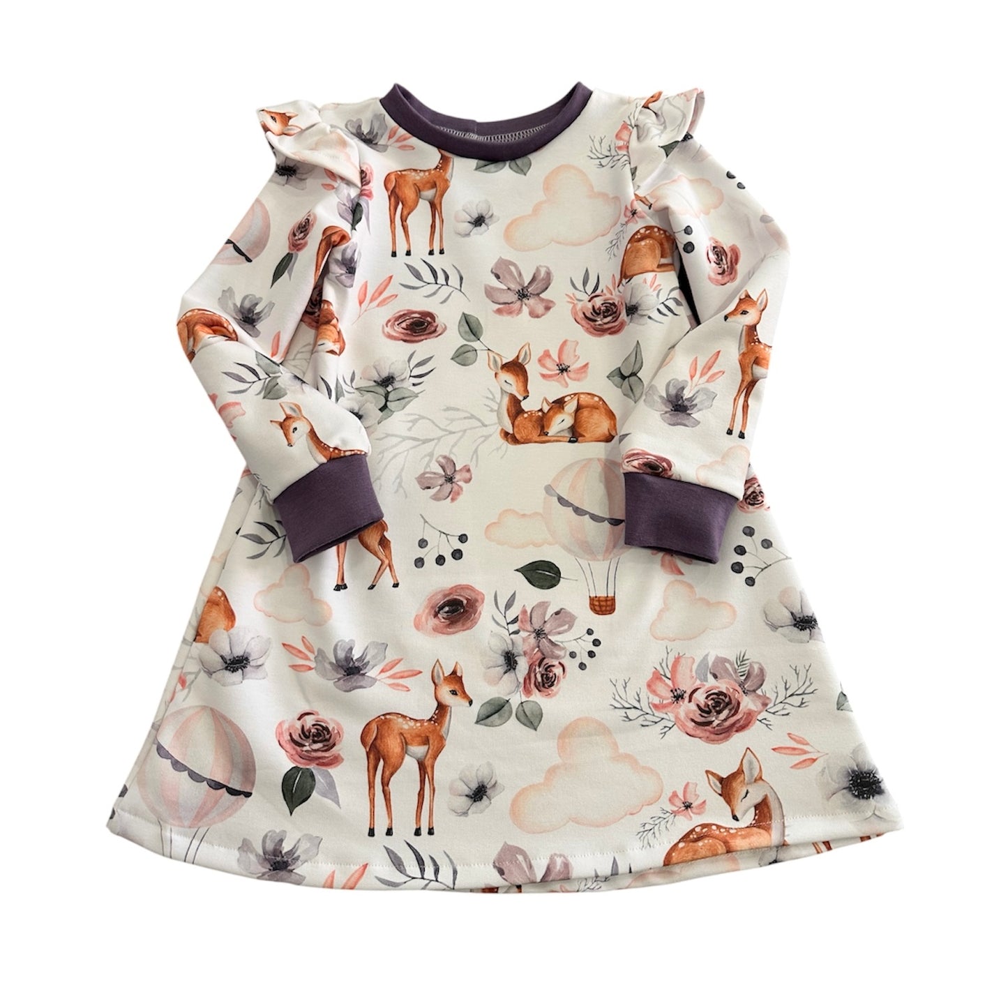 Kleid langarm rüschen Reh Blumen
