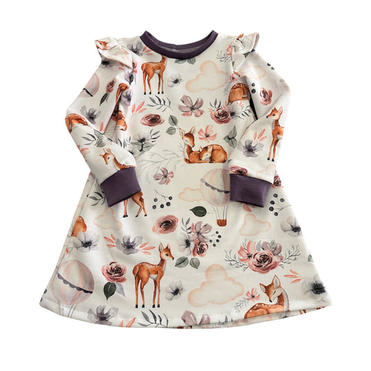 Kleid langarm rüschen Reh Blumen