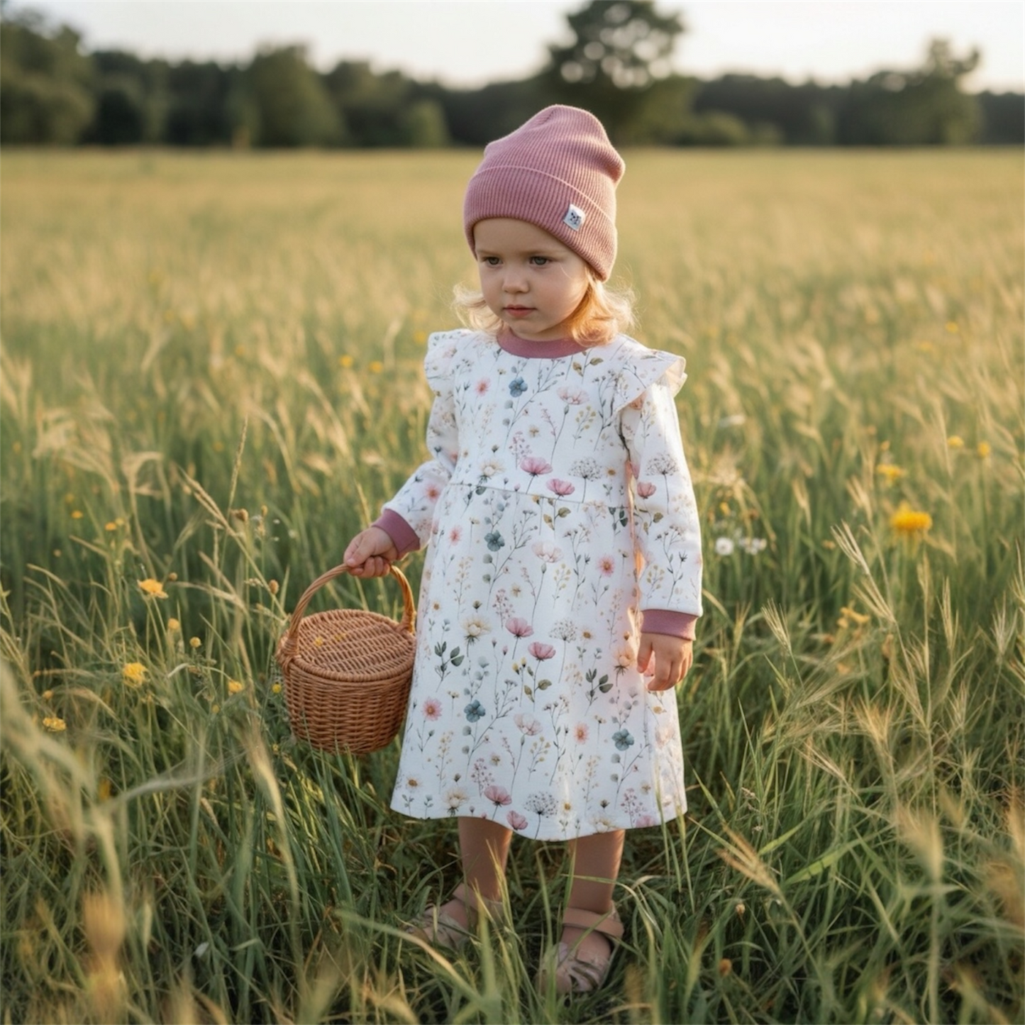 Kleid langarm Rüschen Flower Bouquet