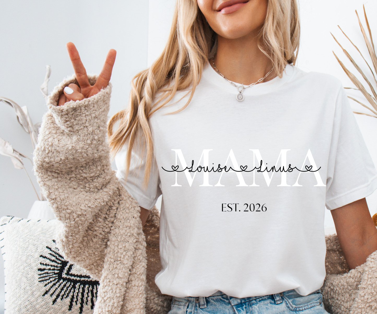 personalisierbares T-Shirt Mama mit Namen und Jahr