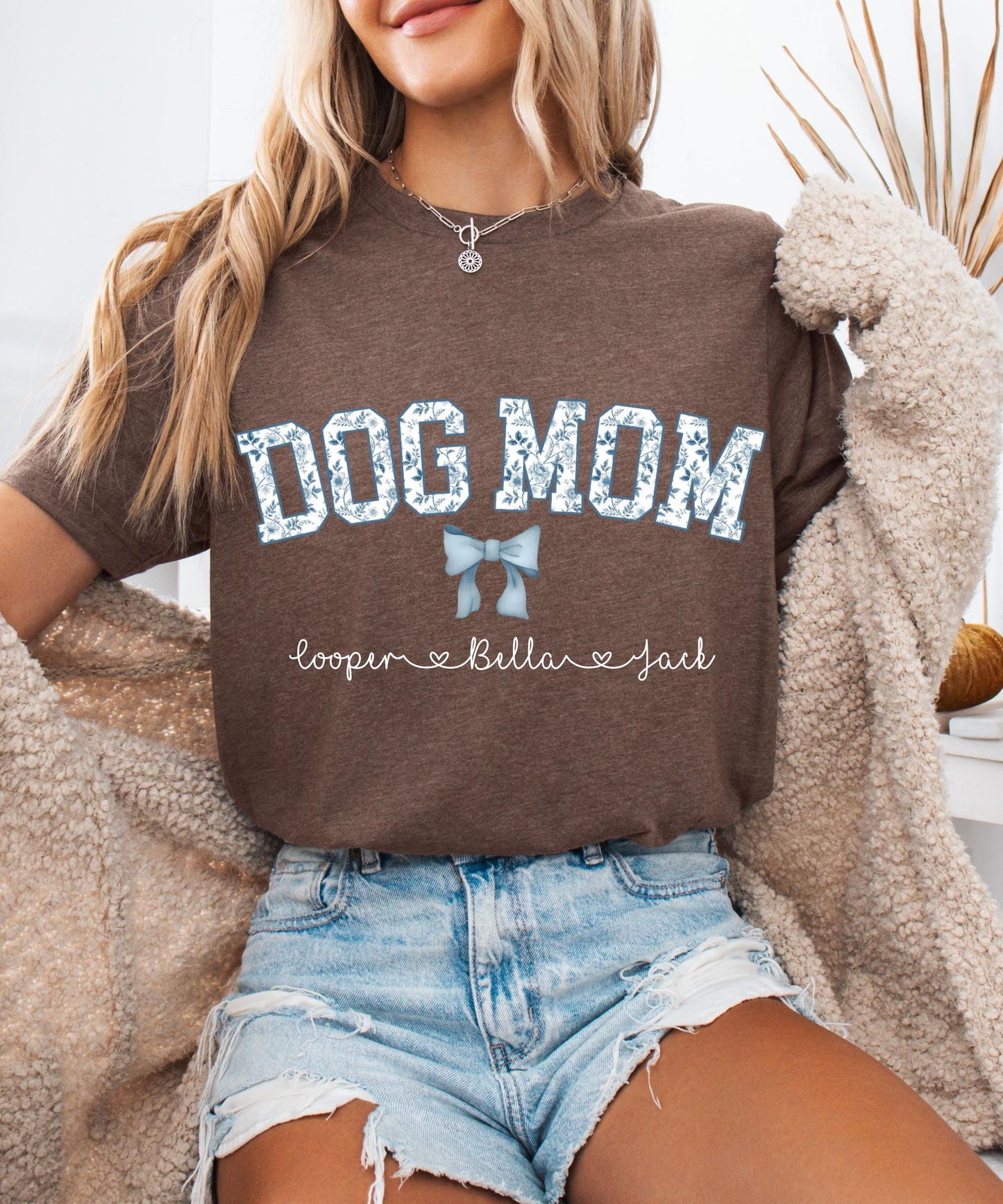 personalisierbares T-Shirt Dog Mom Schleife