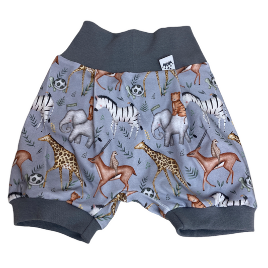 kurze Pumpshose Wildtiere grau 