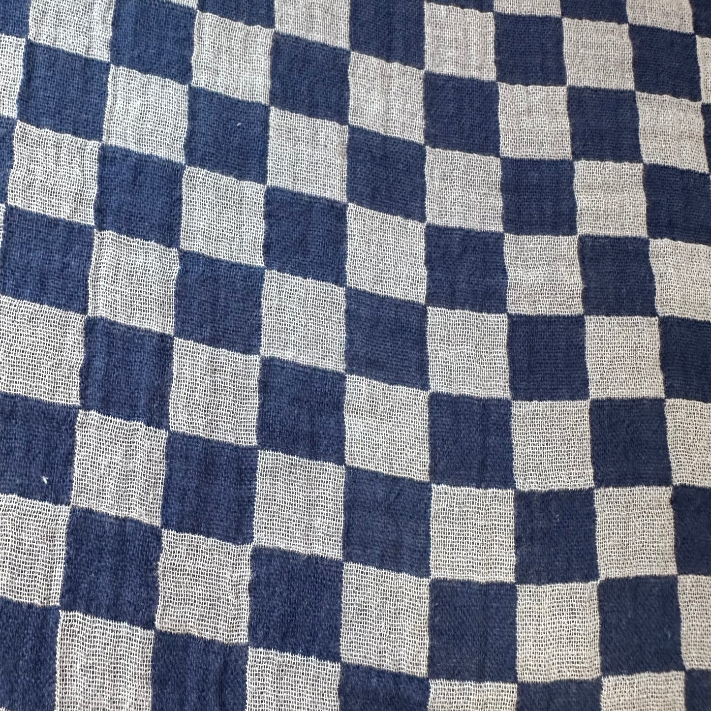 Musselin Karo blau
