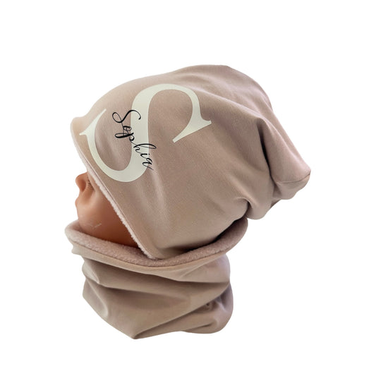 Beanie und Loop hellrosa personalisierbar