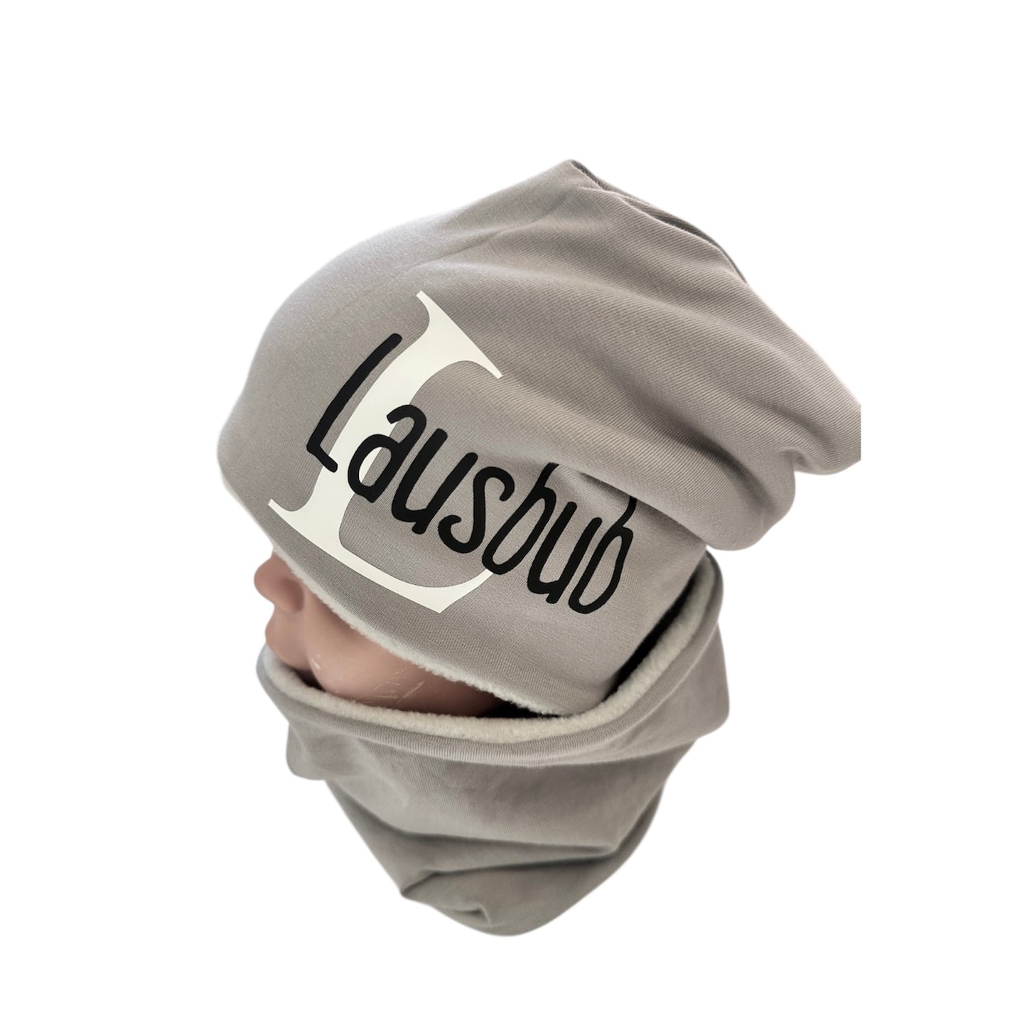 Beanie und Loop grau personalisierbar