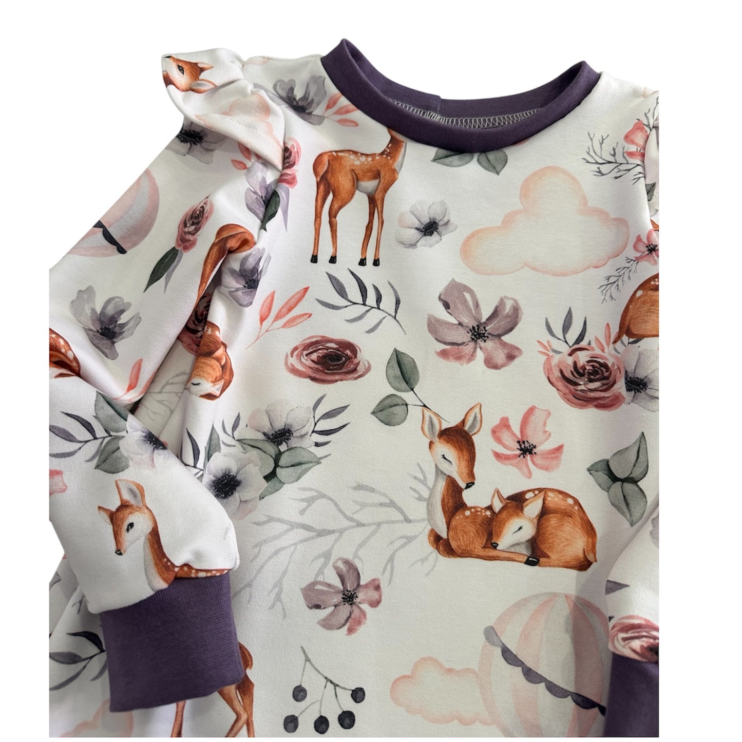 Kleid langarm rüschen Reh Blumen