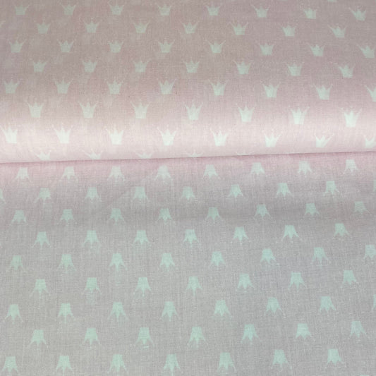Baumwollstoff rosa Krone 