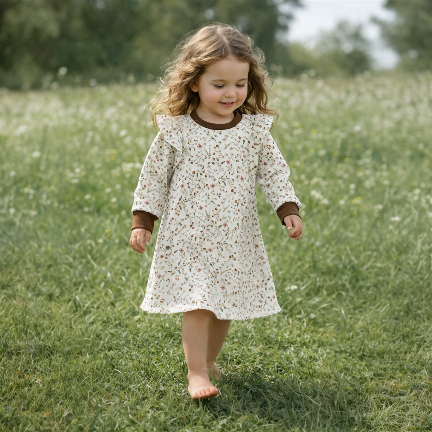Kleid langarm Rüschen Mille Fleurs