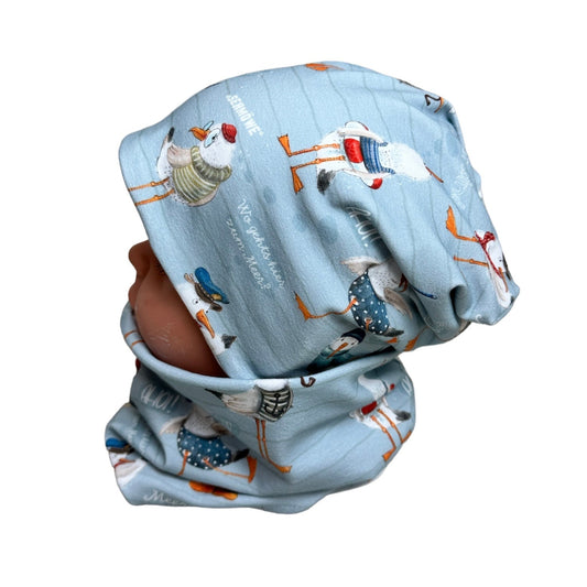 kindermütze möwe blau 
