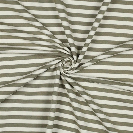 French Terry Streifen oliv