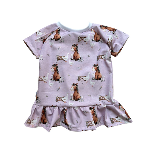 T- Shirt mit Rüschen - Pferde und Gans