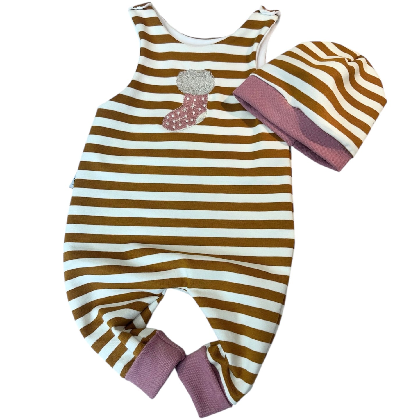 Xmas Kollektion Strampler Socke Streifen  mit Mütze