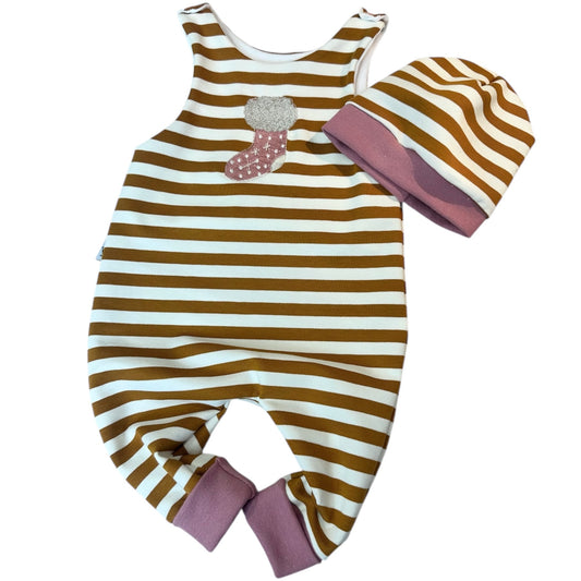 Xmas Kollektion Strampler Socke Streifen  mit Mütze