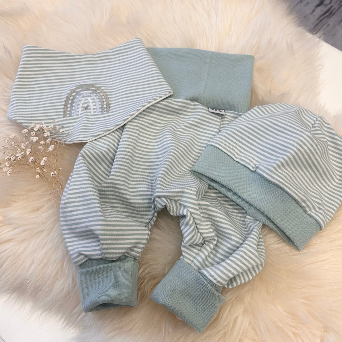 Baby Set mint Streifen Regenbogen
