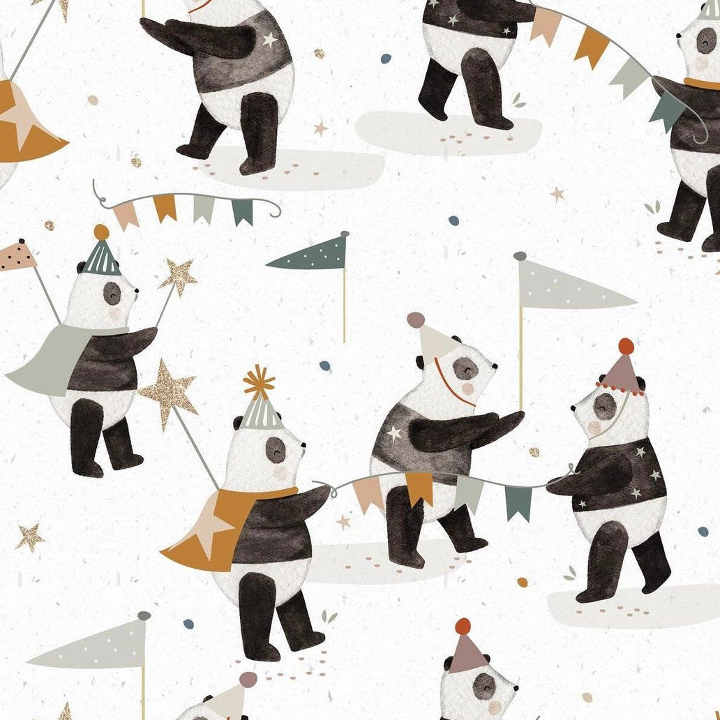 stoff Panda party schwarz weiß