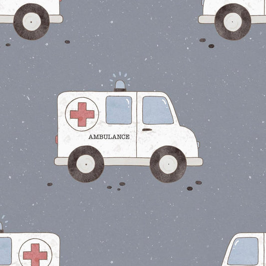 stoff blau mit krankenwagen