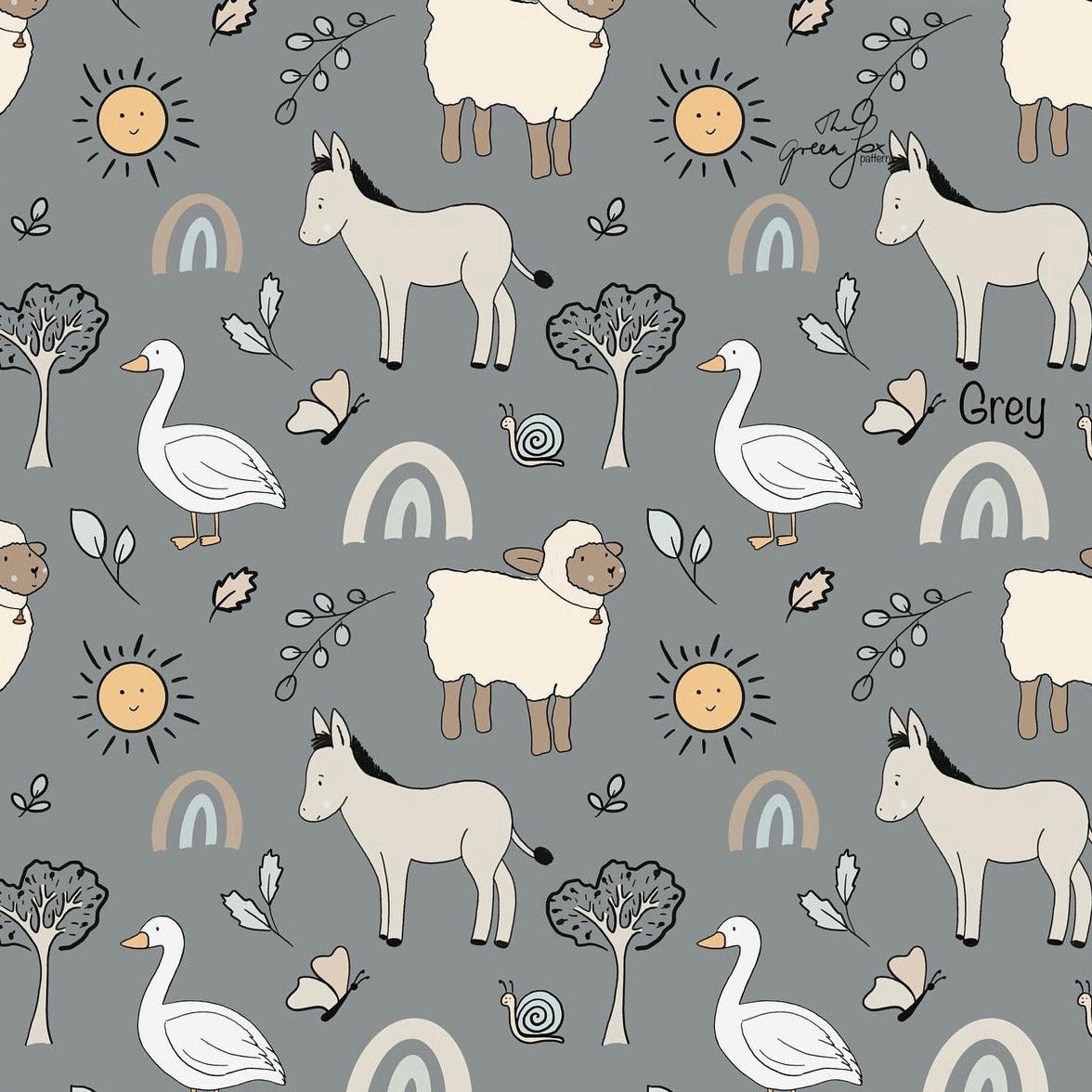 stoff bauernhof auf grau